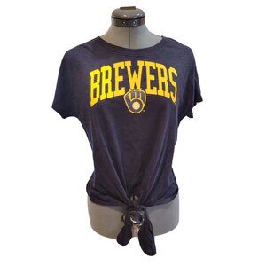 MLB Milwaukee Brewers Tie Front tee Size Small nwt